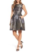 Women's Anne Klein Jacquard Fit & Flare Dress - Grey