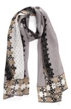 Women's Vince Camuto Floral Silk Scarf, Size - Grey