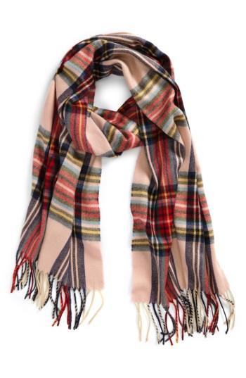 Women's Topshop Traditional Tartan Scarf, Size - Pink