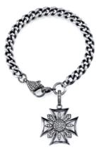 Women's Sheryl Lowe Diamond Maltese Cross Charm Bracelet