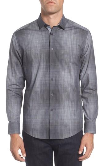 Men's Vince Camuto Slim Fit Plaid Sport Shirt, Size - Grey