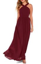 Women's Lulus Cross Neck A-line Chiffon Gown - Red