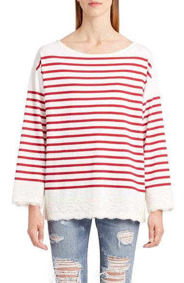 Women's Dolce & Gabbana Lace Stripe Tee
