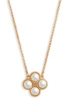 Women's Tory Burch Imitation Pearl Rope Clover Pendant Necklace