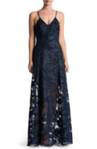 Women's Dress The Population 'florence' Woven Fit & Flare Gown - Blue