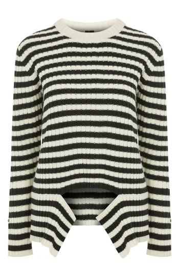 Women's Topshop Boutique Stripe Sweater Us (fits Like 0) - Black