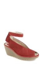 Women's Fly London 'yala' Perforated Leather Sandal .5-6us / 36eu - Red
