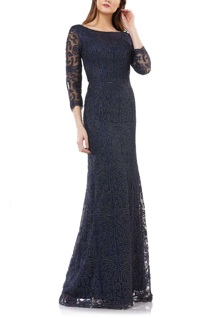 Women's Js Collections Metallic Soutache Evening Dress