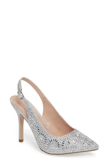 Women's Lauren Lorraine Rachel Embellished Slingback Pump M - Metallic
