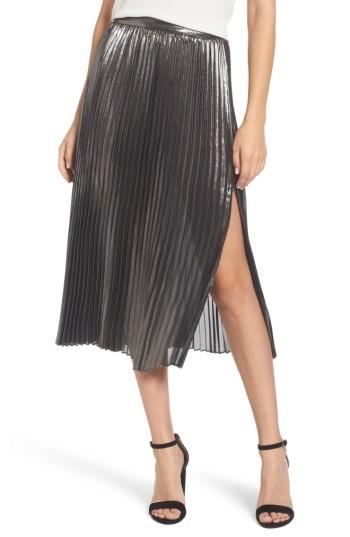 Women's Trouve Metallic Pleated Skirt, Size - Purple