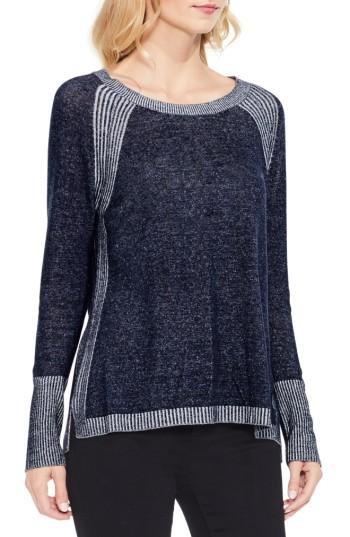 Women's Two By Vince Camuto Contrast Ribbed Raglan Sweater - Blue