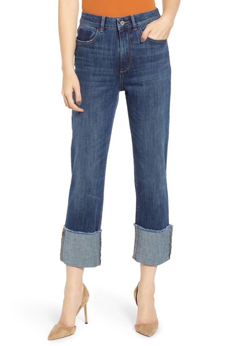 Women's Dl1961 Jerry Cuff Straight Leg Jeans - Blue