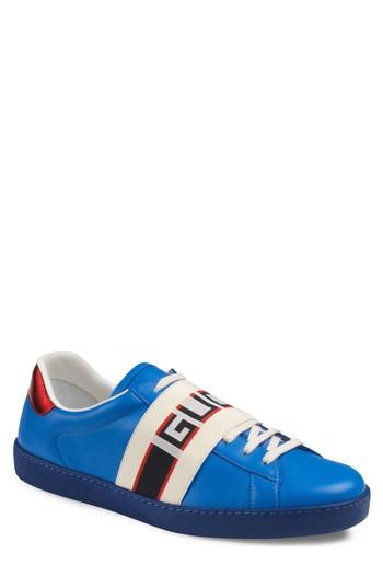 Men's Gucci New Ace Logo Banded Sneaker Us / 7uk - Blue