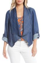 Women's Karen Kane Shirred Back Denim Jacket - Blue