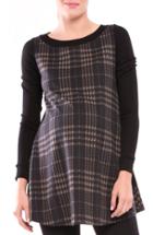 Women's Olian Macy Plaid Maternity Tunic Top