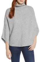 Women's Caslon Rib Knit Turtleneck Poncho /small - Grey