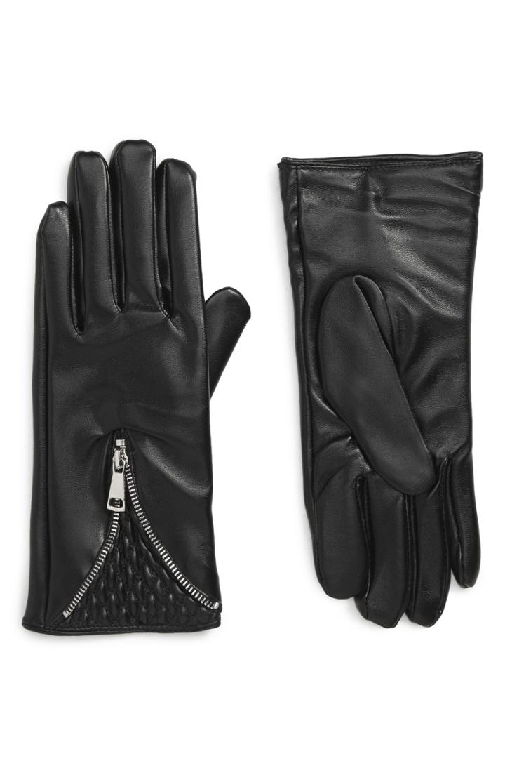 Women's Accessory Collective Quilted Zipper Gloves