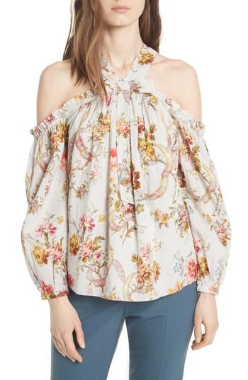 Women's Needle & Thread Rainbow Rose Ruffle Top - Green