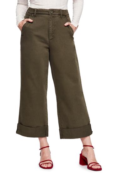 Women's Free People On My Mind Wide Leg Pants - Green