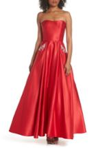 Women's Blondie Nites Embellished Strapless Ballgown - Red
