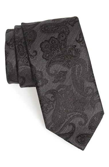 Men's Brioni Paisley Silk Tie, Size - Grey