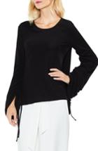 Women's Vince Camuto Brushed Jersey Ruched Sleeve Top, Size - Black