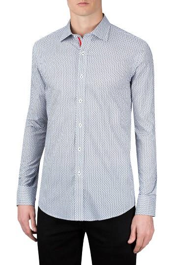 Men's Bugatchi Classic Fit Dot Print Sport Shirt - Grey