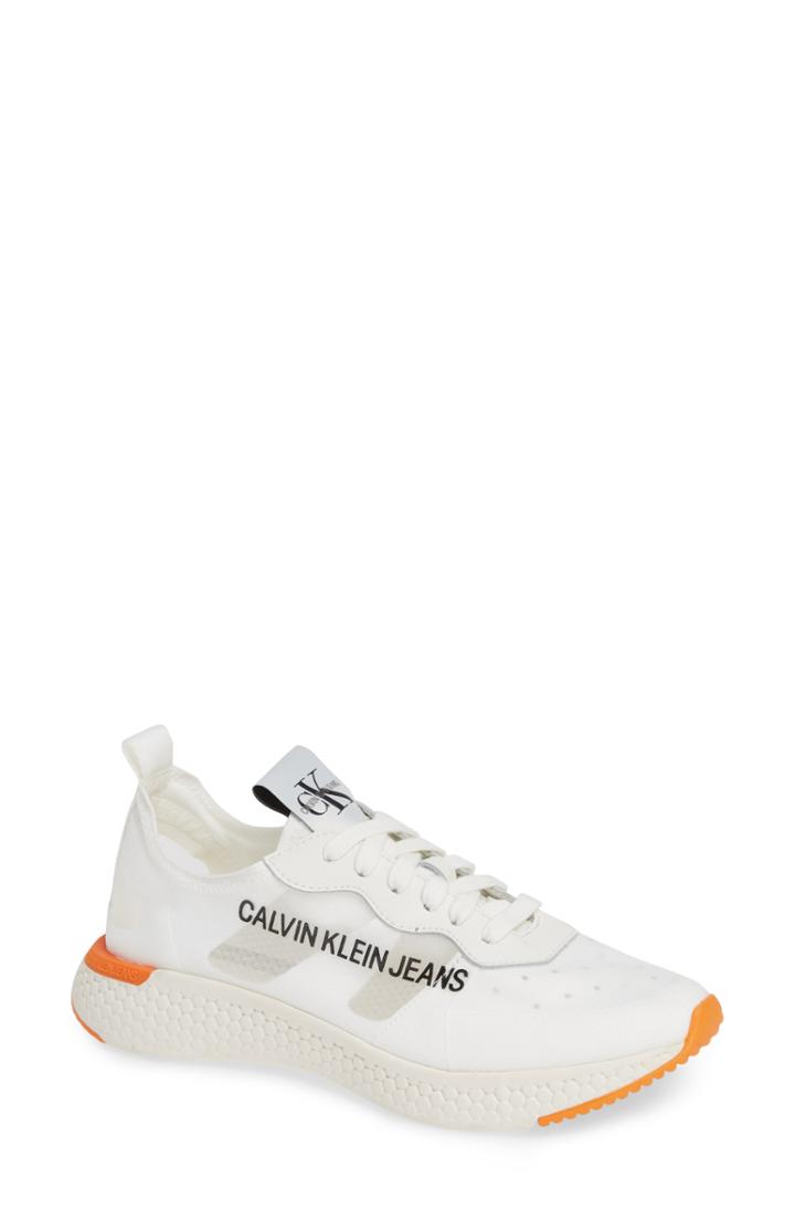 Women's Calvin Klein Jeans Alexia Logo Sneaker M - White