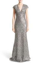 Women's Carmen Marc Valvo Couture V-neck Sequin Trumpet Gown