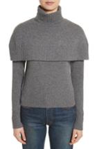 Women's Chloe Cashmere Mini Cape Turtleneck Sweater - Grey