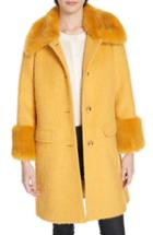 Women's Kate Spade New York Faux Fur Trim Fluffy Coat - Yellow