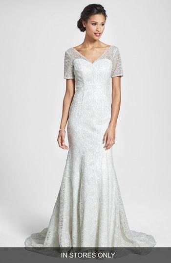 Women's Olia Zavozina 'ivy' Metallic Lace Trumpet Gown