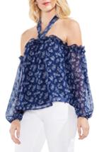 Women's Vince Camuto Flutter Sleeve Calico Halter Top, Size - Blue