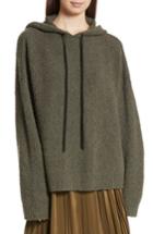Women's Robert Rodriguez Merino Wool & Cashmere Reversible Hooded Sweater - Green