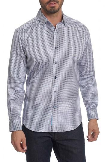 Men's Robert Graham Reginald Regular Fit Geo Print Sport Shirt, Size - Blue