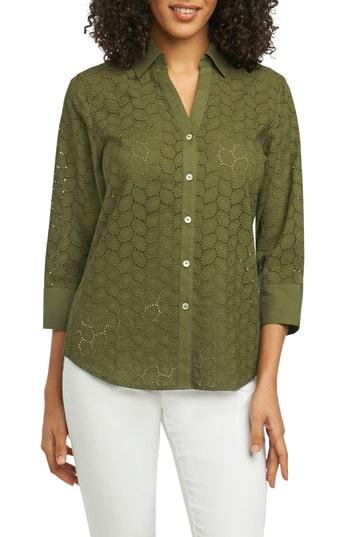 Women's Foxcroft Mary Leaf Eyelet Shirt - Green