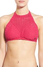 Women's Billabong 'hippie Hooray' High Neck Crochet Bikini Top