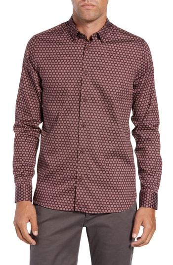 Men's Ted Baker London Camdent Slim Fit Print Sport Shirt (s) - Red