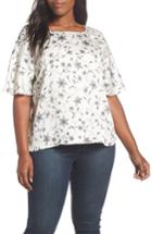 Women's Vince Camuto Faux Stitch Ruffle Sleeve Top - White