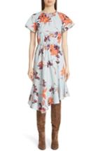 Women's Etro Asymmetric Floral Cotton Dress Us / 38 It - Orange