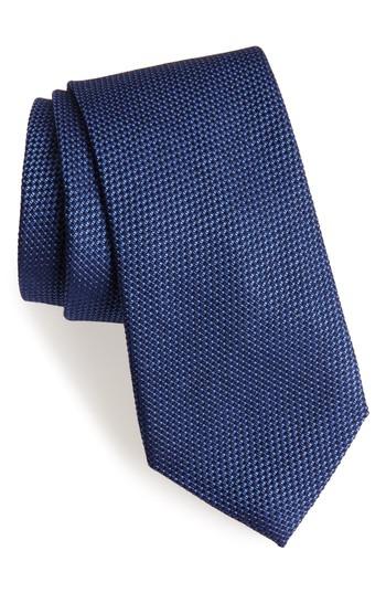 Men's Calibrate Seedstitch Solid Cotton & Silk Tie, Size - Blue
