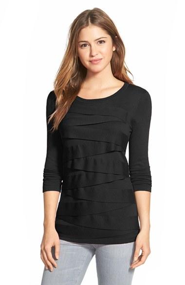 Petite Women's Vince Camuto Zigzag Sweater P - Black