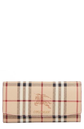 Women's Burberry Halton Haymarket Check Faux Leather Wallet -