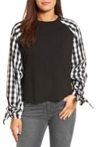 Women's Caslon Contrast Tie Sleeve Sweatshirt - Black