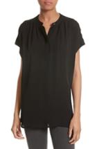 Women's Vince Shirred Silk Top - Black