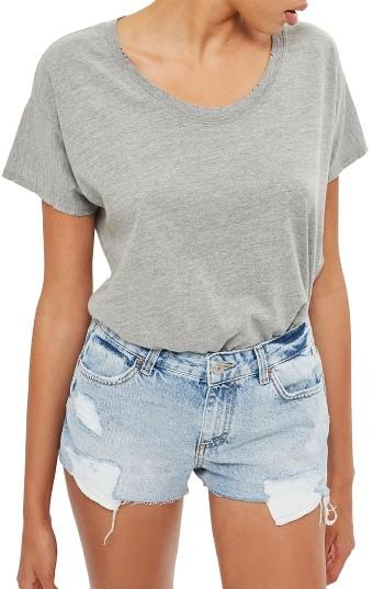 Women's Topshop Bleach Cory Cutoff Denim Shorts Us (fits Like 2-4) - Blue