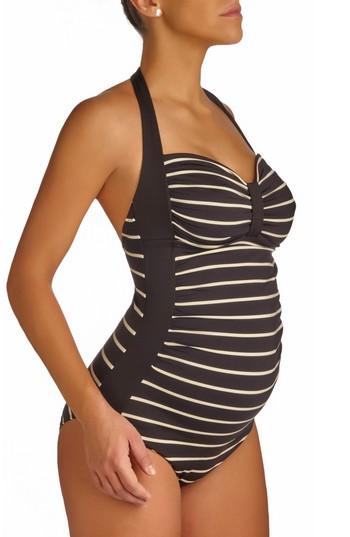 Women's Pez D'or Corfu Stripe One-piece Maternity Swimsuit - Black