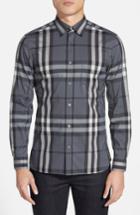 Men's Burberry Nelson Check Sport Shirt, Size - Grey