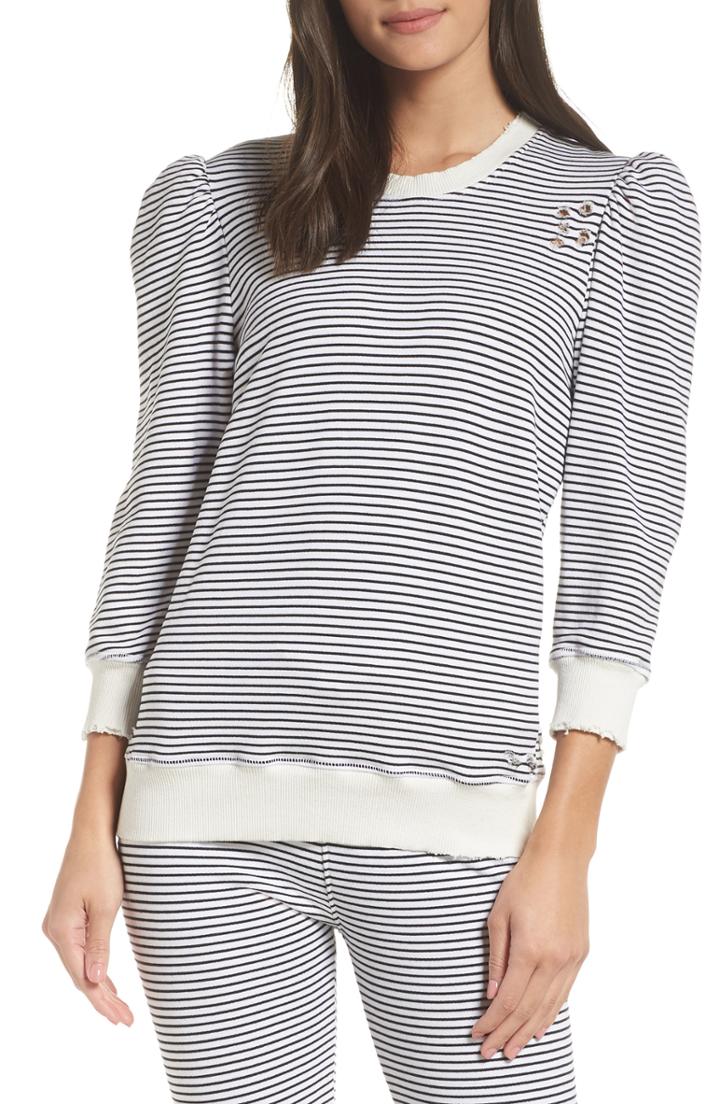 Women's David Lerner Leg Of Mutton Sleeve Pullover - White