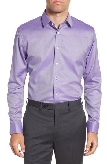 Men's Nordstrom Men's Shop Trim Fit Stripe Dress Shirt .532/33 - Purple